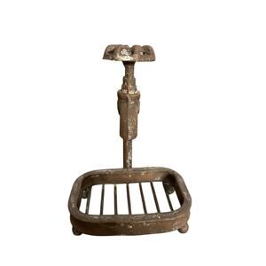 CAST IRON EUC WATER FAUCET SINK COUNTER SOAP DISH HOLDER COUNTRY‎ DECOR